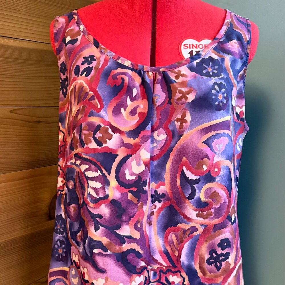 Coldwater Creek Sleeveless Purple Abstract Floral Top - XL